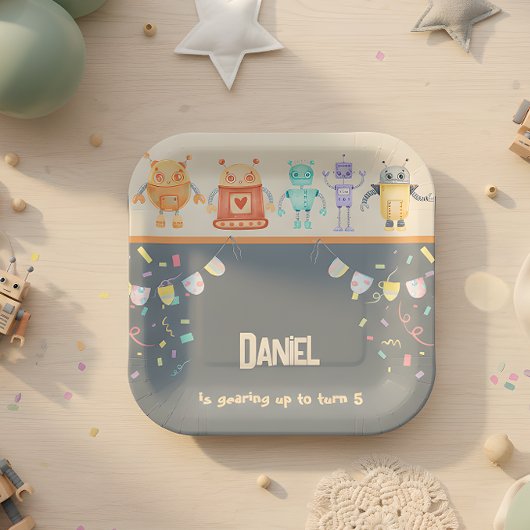 Robot Birthday Party Kinder Papieren Bordje