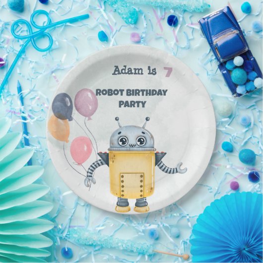 Robot Birthday Party kinder Papieren Bordje (Feest)
