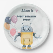 Robot Birthday Party kinder Papieren Bordje (Voorkant)