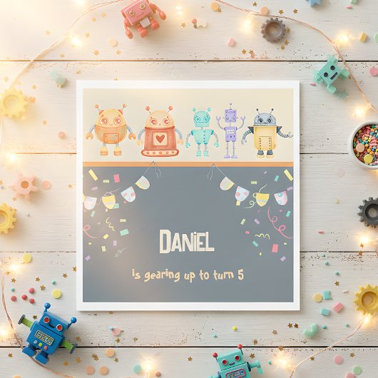 Robot Birthday Party Servet