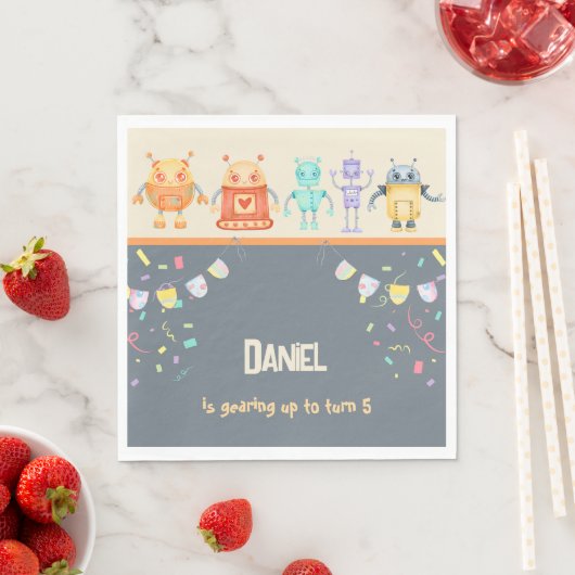 Robot Birthday Party Servet (Insitu)