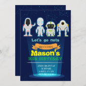 Robot Birthday Party-uitnodiging Kaart (Voorkant / Achterkant)