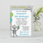 Robot Birthday Party-uitnodigingen Kaart (Staand voorkant)
