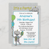 Robot Birthday Party-uitnodigingen Kaart (Voorkant / Achterkant)
