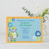 Robot Birthday Party-uitnodigingen Kaart (Staand voorkant)