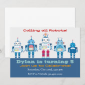Robot Birthday Party-uitnodigingen Kaart (Voorkant / Achterkant)