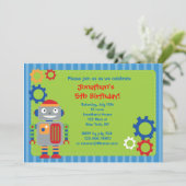 Robot Birthday Party-uitnodigingen Kaart (Staand voorkant)