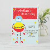 Robot Birthday Party-uitnodigingen Kaart (Staand voorkant)