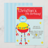 Robot Birthday Party-uitnodigingen Kaart (Voorkant / Achterkant)