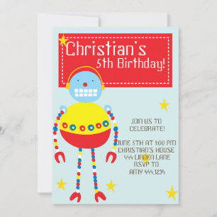 Robot Birthday Party-uitnodigingen Kaart