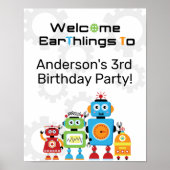 Robot Birthday Party Welcome Sign Poster (Voorkant)