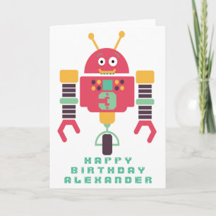 Robot Birthday Personalize Card Kaart