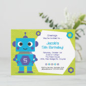 Robot Birthday Uitnodiging (Staand voorkant)