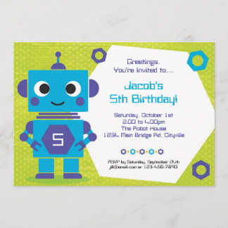 Robot Birthday Uitnodiging