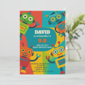 Robot Birthday Uitnodiging (Staand voorkant)