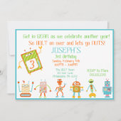Robot Birthday Uitnodiging (Voorkant)