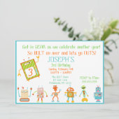 Robot Birthday Uitnodiging (Staand voorkant)