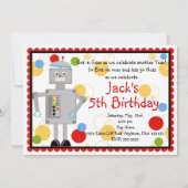 Robot Birthday Uitnodiging (Voorkant)
