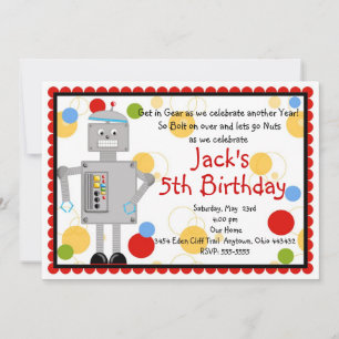 Robot Birthday Uitnodiging