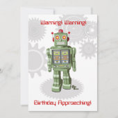 Robot Birthday Uitnodiging (Voorkant)