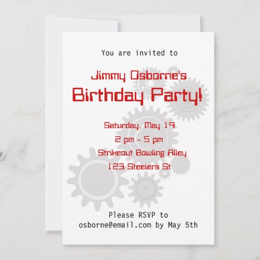 Robot Birthday Uitnodiging (Achterkant)