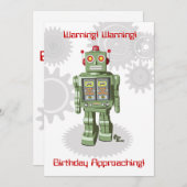 Robot Birthday Uitnodiging (Voorkant / Achterkant)