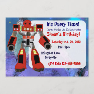 Robot Birthday Uitnodiging