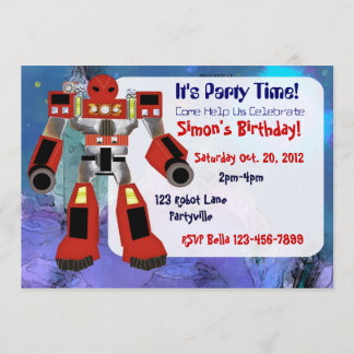 Robot Birthday Uitnodiging