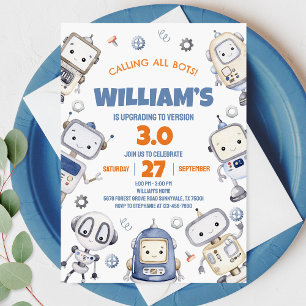 Robot Birthday Uitnodiging