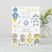 Robot Birthday Uitnodiging (Staand voorkant)