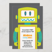 Robot Birthday Uitnodiging (Voorkant / Achterkant)