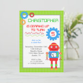 Robot Birthday-uitnodigingen Kaart (Staand voorkant)