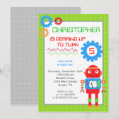 Robot Birthday-uitnodigingen Kaart (Voorkant / Achterkant)
