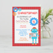 Robot Birthday-uitnodigingen Kaart (Staand voorkant)