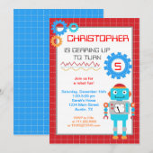 Robot Birthday-uitnodigingen Kaart (Voorkant / Achterkant)