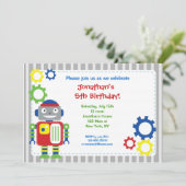 Robot Birthday-uitnodigingen Kaart (Staand voorkant)