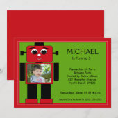 Robot Birthday-uitnodigingen Kaart (Voorkant / Achterkant)