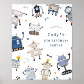 Robot Blue verjaardagsfeest welkomstbord Poster (Voorkant)