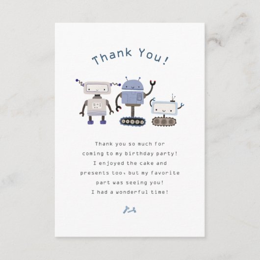 Robot Blue verjaardagsfeestje Bedankkaart (Voorkant)