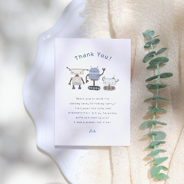 Robot Blue verjaardagsfeestje Bedankkaart