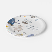 Robot Blue verjaardagsfeestje Papieren Bordje (Gekanteld)