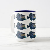 "Robot Blue" vis met een hoogte Tweekleurige Koffiemok (Voorkant links)