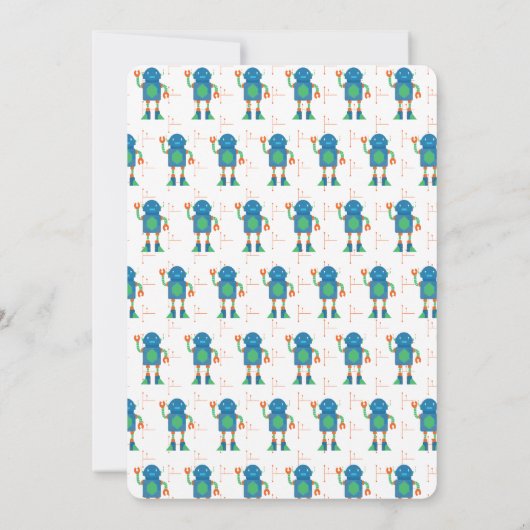 Robot Bolt Boys Birthday Party Kaart (Achterkant)