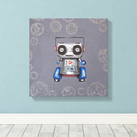 Robot Boomer Canvas Afdruk (Insitu (Houten vloer))