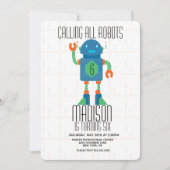 Robot Bout Jongens Verjaardagsfeest Kaart (Voorkant)