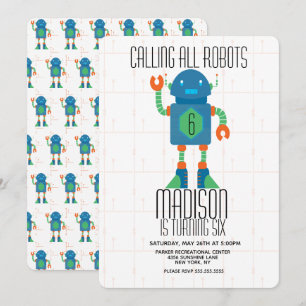 Robot Bout Jongens Verjaardagsfeest Kaart
