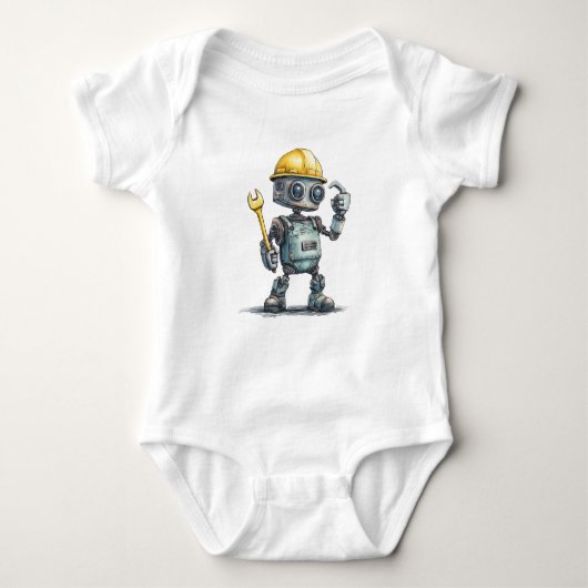 Robot Bouwer Baby Eén-delig Rompertje Kleding Romper (Voorkant)