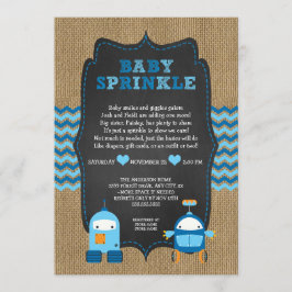 ROBOT BOY baby feestje / jute schoolbord RUW Kaart