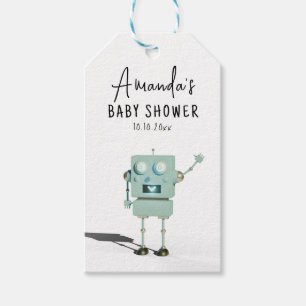 Robot boy Baby shower Cadeaulabel