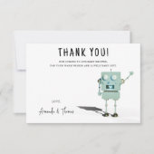 Robot boy Baby shower - dank u Bedankkaart (Voorkant)